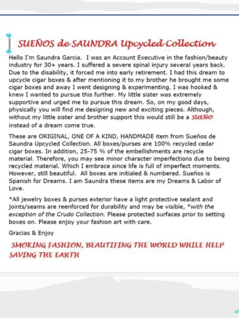 SUEÑOS de Saundra Upcycled, American Standard Cigar Box, ARTFUL STORAGE